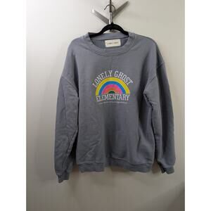 Lonely Ghost Elementary XL Grey Pullover Sweatshirt Rainbow